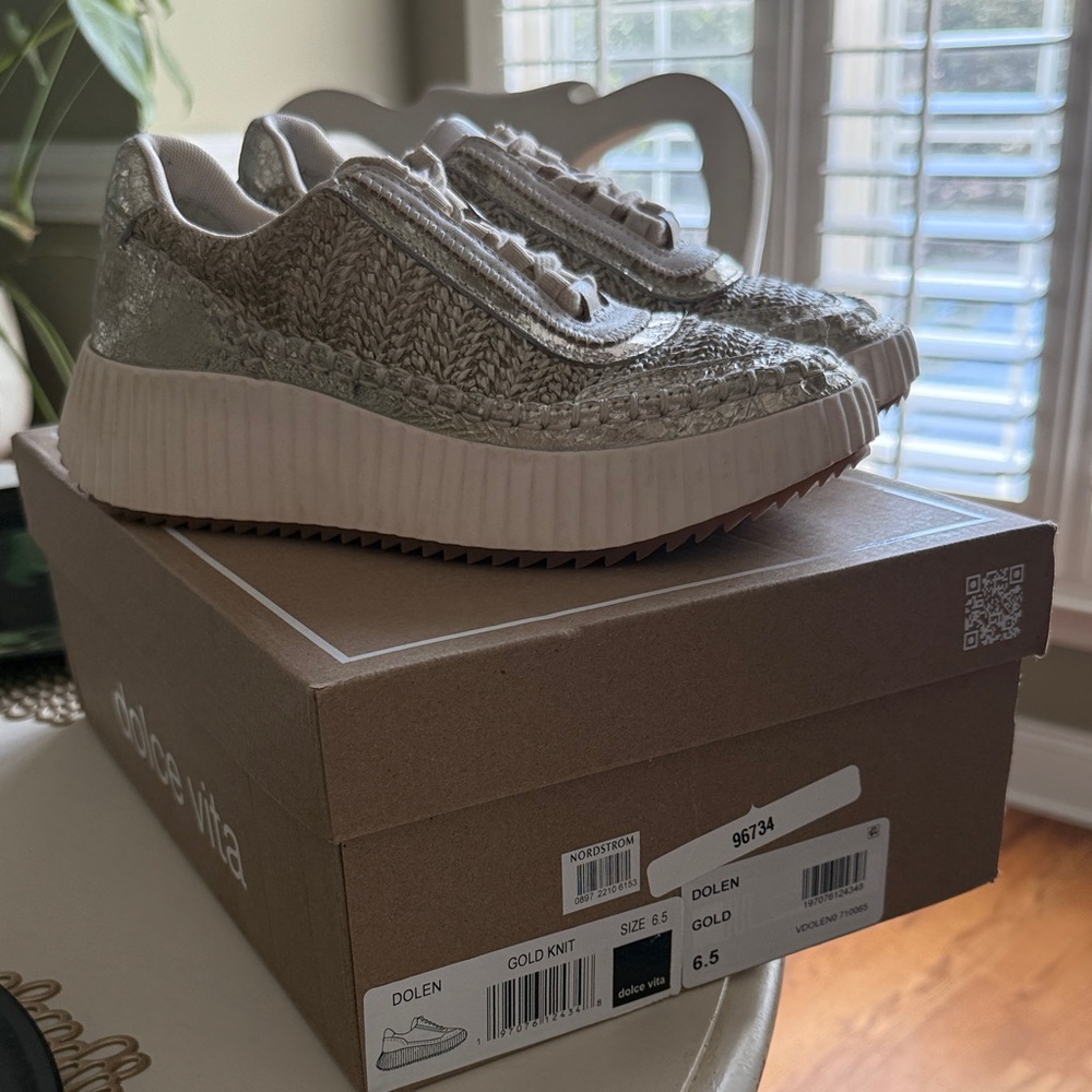 Dolce Vita Gold Knit Sneakers